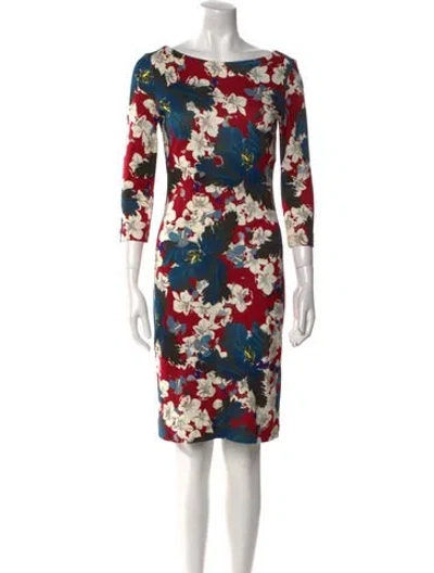 Pre-owned Erdem Floral Print Knee-length Dress In Red