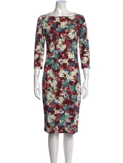 Pre-owned Erdem Floral Print Knee-length Dress In Red