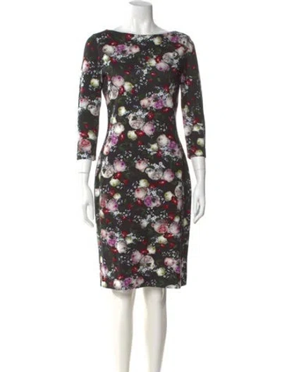 Pre-owned Erdem Floral Print Knee-length Dress W/ Tags In Black