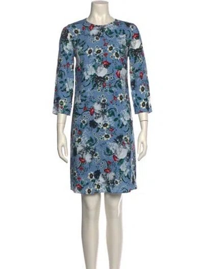 Pre-owned Erdem Floral Print Knee-length Dress W/ Tags In Blue