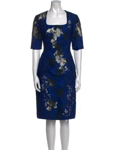 Pre-owned Erdem Floral Print Knee-length Dress W/ Tags In Blue