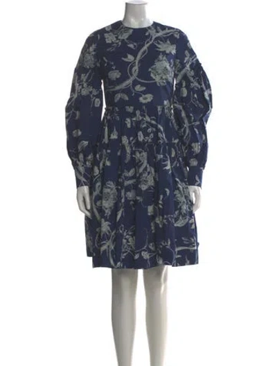 Pre-owned Erdem Floral Print Knee-length Dress W/ Tags In Blue