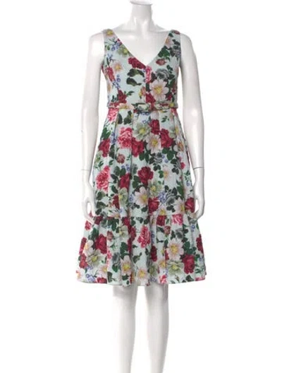Pre-owned Erdem Floral Print Knee-length Dress W/ Tags In Blue