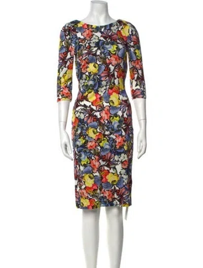 Pre-owned Erdem Floral Print Knee-length Dress W/ Tags In Pink