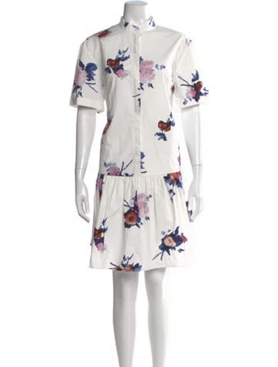 Pre-owned Erdem Floral Print Knee-length Dress W/ Tags In White