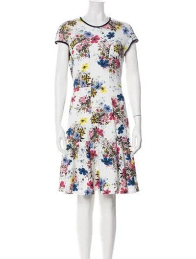Pre-owned Erdem Floral Print Knee-length Dress In White