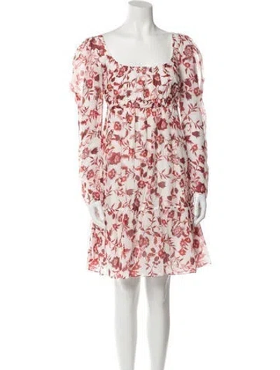 Pre-owned Erdem Floral Print Knee-length Dress In White