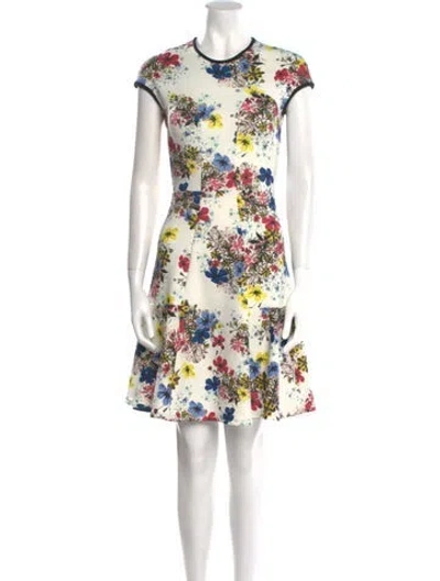 Pre-owned Erdem Floral Print Knee-length Dress In White