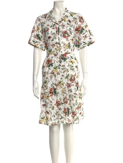 Pre-owned Erdem Floral Print Knee-length Dress In White