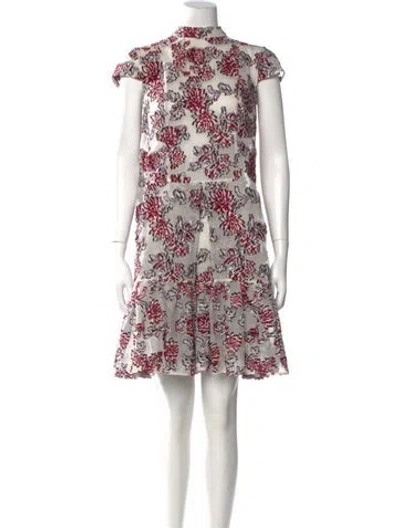 Pre-owned Erdem Floral Print Knee-length Dress In White