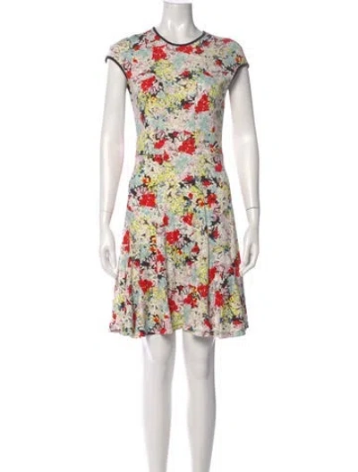 Pre-owned Erdem Floral Print Knee-length Dress In White