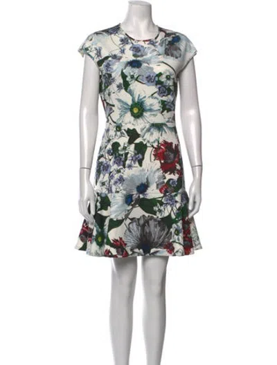 Pre-owned Erdem Floral Print Knee-length Dress In White