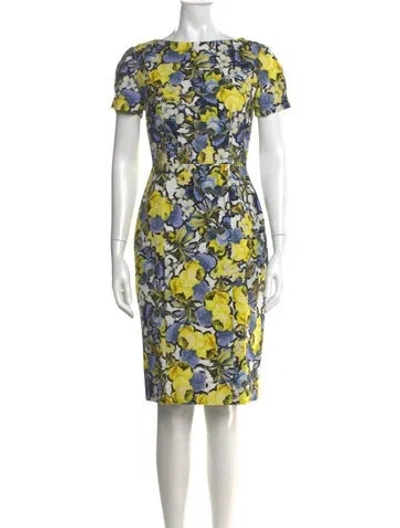 Pre-owned Erdem Floral Print Knee-length Dress In Yellow