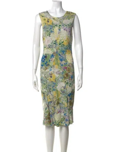 Pre-owned Erdem Floral Print Knee-length Dress In Yellow