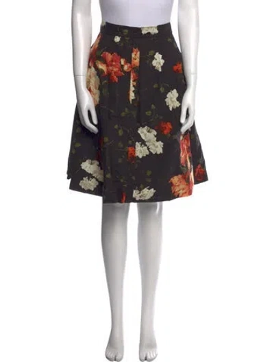 Pre-owned Erdem Floral Print Knee-length Skirt In Black