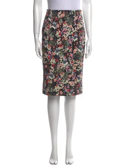 Pre-owned Erdem Floral Print Knee-length Skirt In Black