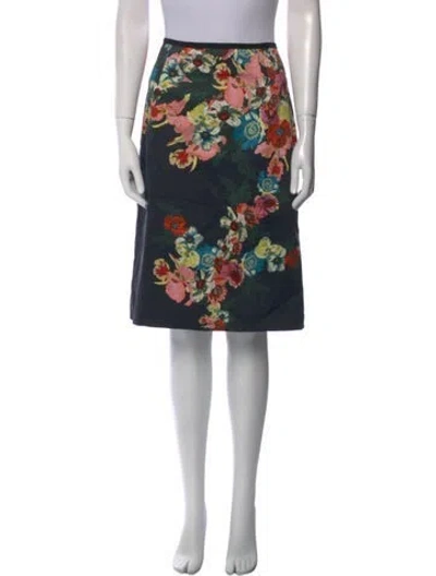 Pre-owned Erdem Floral Print Knee-length Skirt In Black