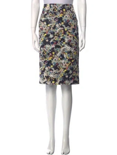 Pre-owned Erdem Floral Print Knee-length Skirt In Blue