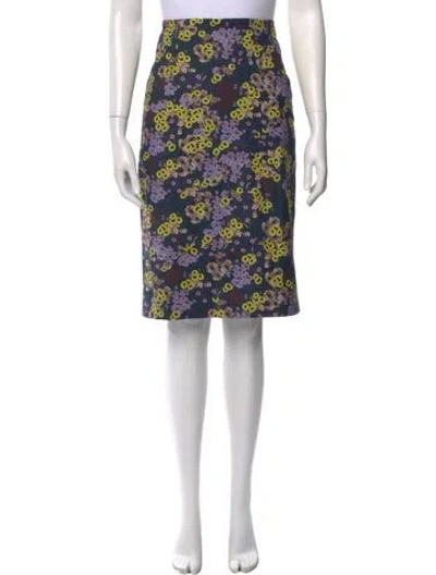 Pre-owned Erdem Floral Print Knee-length Skirt In Blue
