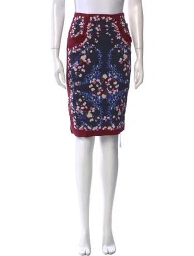 Pre-owned Erdem Floral Print Knee-length Skirt In Burgundy