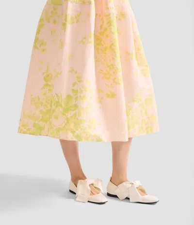 Erdem Floral Print Linen Chine Midi Full Skirt In Multi