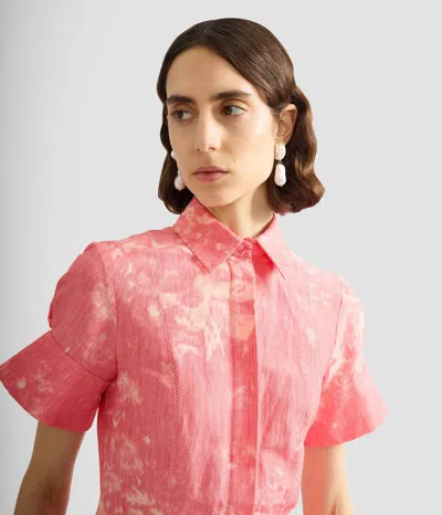 Erdem Floral Print Linen Chine Midi Shirt Dress In Multi