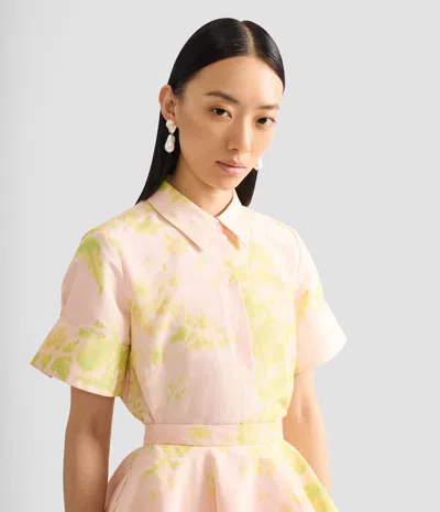 Erdem Floral Print Linen Chine Short Sleeve Shirt In Multi