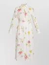 Erdem Floral Print Linen Dress With Waist Tie