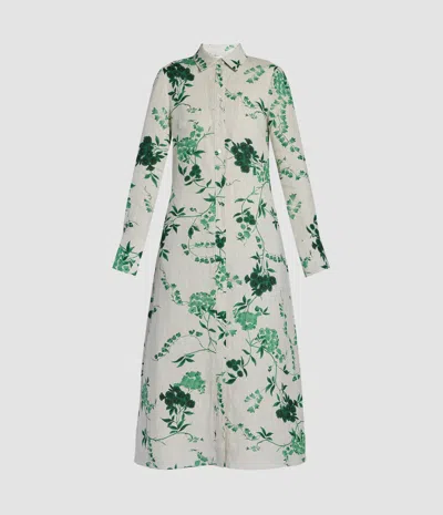Erdem Floral Print Linen Tie-waisted Midi Dress In Multi