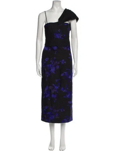 Pre-owned Erdem Floral Print Long Dress In Black
