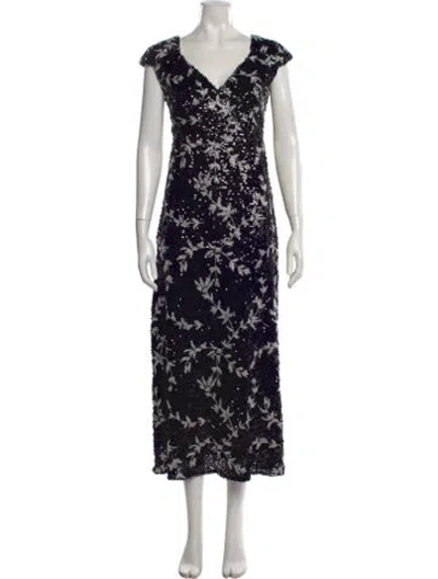 Pre-owned Erdem Floral Print Long Dress In Black