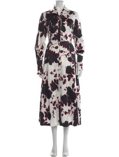 Pre-owned Erdem Floral Print Long Dress In Black