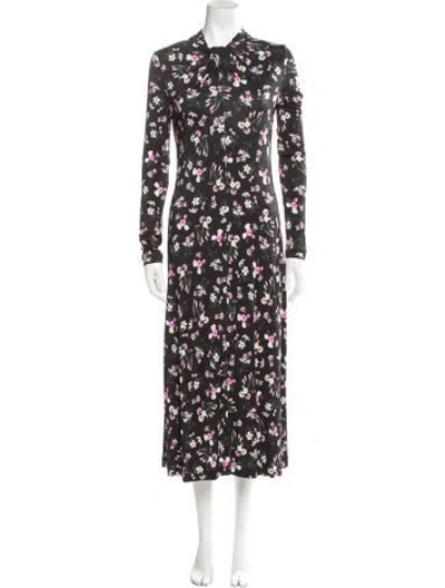 Pre-owned Erdem Floral Print Long Dress In Black