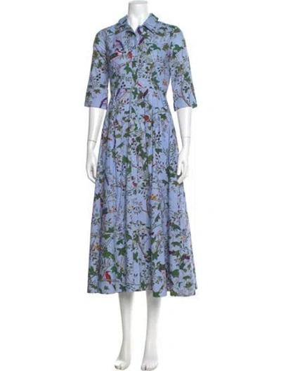 Pre-owned Erdem Floral Print Long Dress In Blue