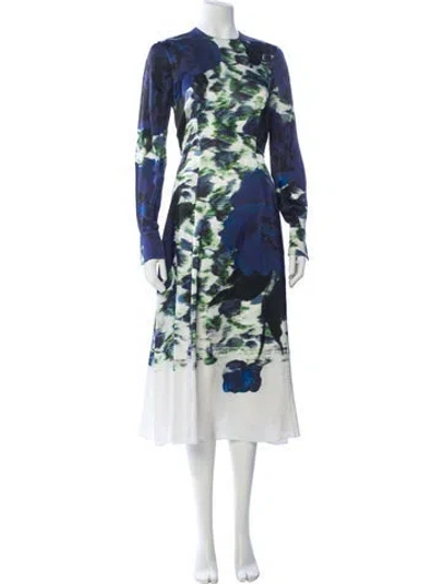 Pre-owned Erdem Floral Print Long Dress In Blue
