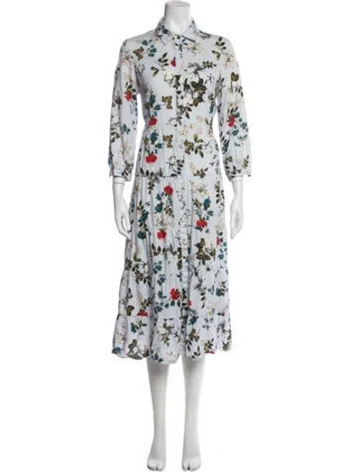 Pre-owned Erdem Floral Print Long Dress In Blue