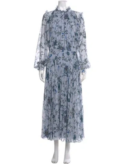 Pre-owned Erdem Floral Print Long Dress In Blue