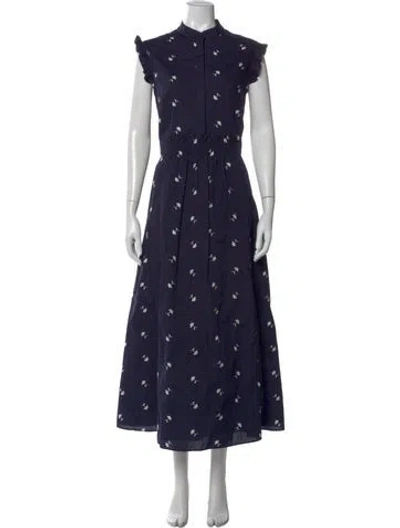 Pre-owned Erdem Floral Print Long Dress In Blue