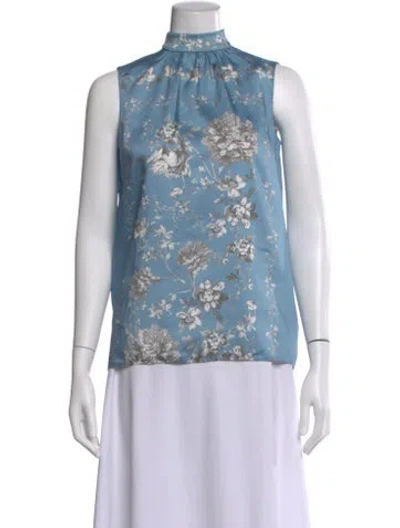 Pre-owned Erdem Floral Print Long Dress In Blue