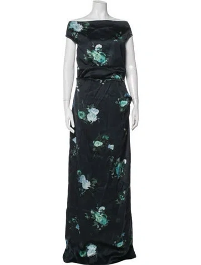 Pre-owned Erdem Floral Print Long Dress In Blue