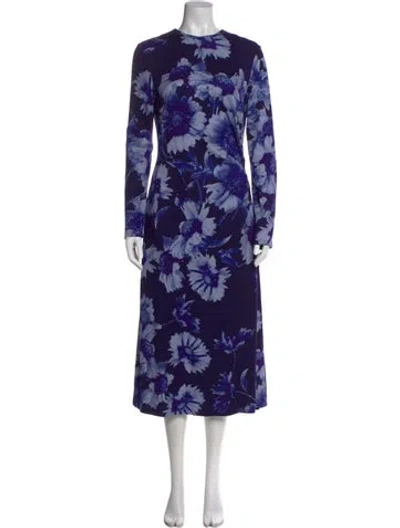 Pre-owned Erdem Floral Print Long Dress In Blue