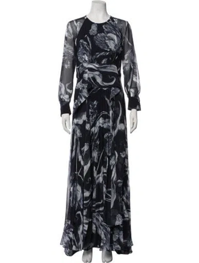 Pre-owned Erdem Floral Print Long Dress In Blue