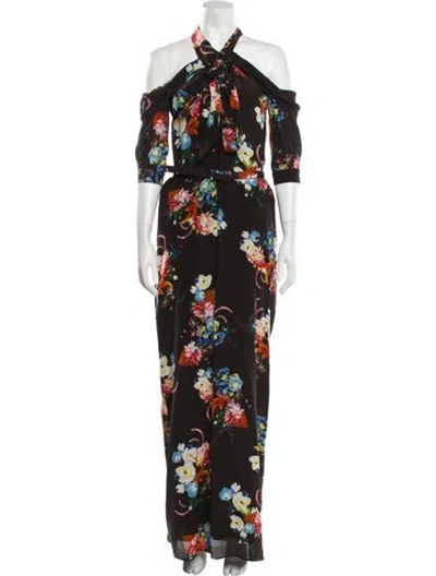 Pre-owned Erdem Floral Print Long Dress In Brown
