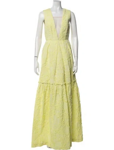 Pre-owned Erdem Floral Print Long Dress In Green