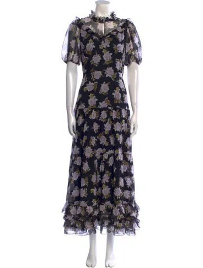 Pre-owned Erdem Floral Print Long Dress In Multi