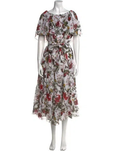 Pre-owned Erdem Floral Print Long Dress In Multi