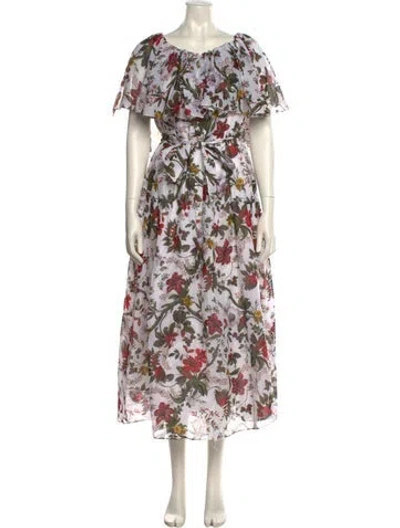 Pre-owned Erdem Floral Print Long Dress In Multi