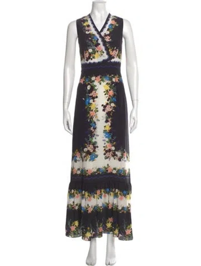 Pre-owned Erdem Floral Print Long Dress In Multi
