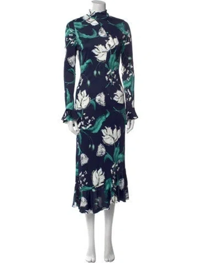 Pre-owned Erdem Floral Print Long Dress In Multi
