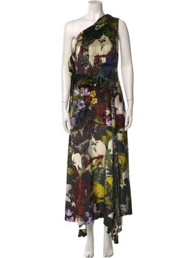 Pre-owned Erdem Floral Print Long Dress In Multicolor